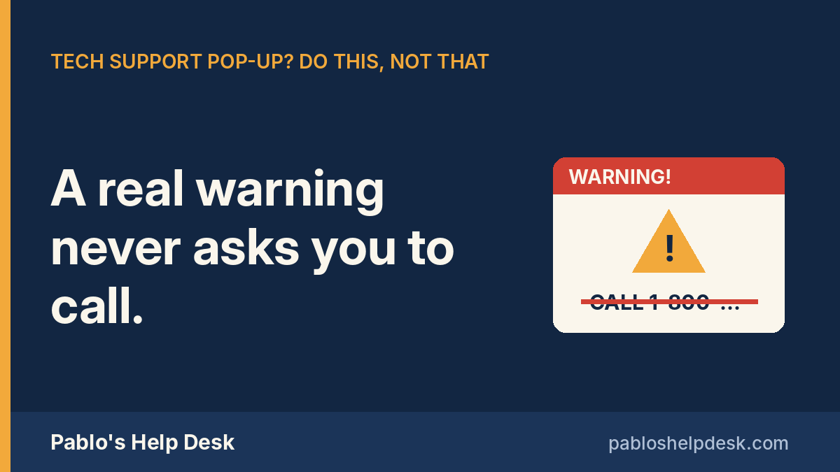 A real warning never asks you to call.